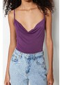 Trendyol Purple Scalloped Collar Straps, Flexible Knitted Snap fastener Body