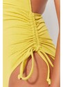 Trendyol Oil Green Deep-Decollete Pleated High Leg Swimsuit