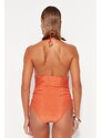 Trendyol Oranžové skládané skládané plavky s vysokými nohavicemi bez ramínek
