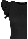 Trendyol Black Frill Detailed Corduroy Crew Neck Flexible Knitted Bodysuit