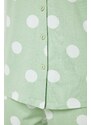 Trendyol Mint 100% Cotton Polka Dot Shirt-Short Knitted Pajamas Set
