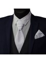 Quentino Bílá svatební kravata vyšívaná s ornamenty a kapesníček - Regata