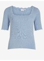 Světle modré dámské žebrované tričko VILA Lana - Dámské