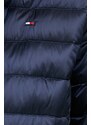 Péřová bunda Tommy Hilfiger dámská, tmavomodrá barva, přechodná