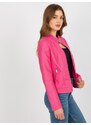 Fashionhunters Tmavě růžová dámská motorkářská bunda z umělé kůže s podšívkou