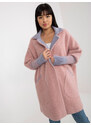 BASIC Tmavě růžový kabát s kapsami a límečkem --dark pink Pudrová