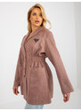 Fashionhunters Zaprášený růžový kabát sakového střihu s elastickým pasem