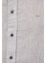 Plátěná košile Michael Kors béžová barva, slim, s klasickým límcem
