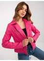 BASIC Tmavě růžová dámská koženková bunda -dark pink