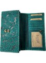 Lozano Dámská kožená peněženka s květinami zelená 4412