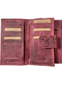 Lozano Dámská kožená peněženka s květinami vínová 4413
