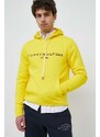 Mikina Tommy Hilfiger pánská, žlutá barva, s kapucí, s aplikací