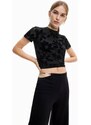 Kalhoty Desigual dámské, černá barva, široké, high waist