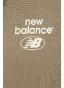 Mikina New Balance pánská, zelená barva, s kapucí, s potiskem