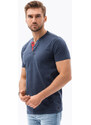 Ombre Clothing Pánské tričko bez potisku - námořnická modrá S1390