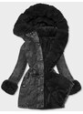 S'WEST Černá dámská džínová bunda s kožešinovou podšívkou (B8068-101)
