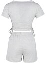 Trendyol Gray Cotton Drawstring T-shirt-Shorts Knitted Pajama Set