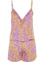 Trendyol Floral Back Window/Cut Out Detailed Viscose Singlets-Shorts, Woven Pajamas Set