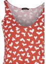 Trendyol Red 100% Cotton Heart Patterned Singlet-Shorts, Knitted Pajamas Set