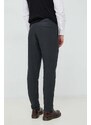 Plátěné kalhoty Emporio Armani černá barva, jednoduché