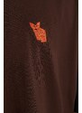 Trendyol Brown Oversize/Wide Cut Animal Embroidery Short Sleeve 100% Cotton T-Shirt