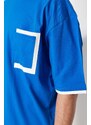 Trendyol Blue Oversize Pocket Color Block 100% Cotton T-Shirt