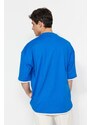 Trendyol Blue Oversize Pocket Color Block 100% Cotton T-Shirt