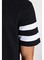 Trendyol Black Regular Fit Crew Neck Sleeve Striped Pajamas Set with Shorts