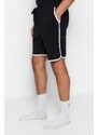 Trendyol Black Regular Fit Crew Neck Sleeve Striped Pajamas Set with Shorts