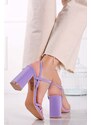 Ideal Světle fialové sandály na hrubém podpatku Savannah