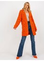 Fashionhunters Oranžový dámský prolamovaný kardigan s vlnou