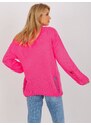 Fashionhunters Fluo růžový dámský oversized svetr s vlnou