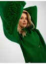 Fashionhunters Zelený dámský oversize svetr s dírami