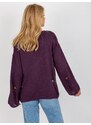 Fashionhunters Tmavě fialový dámský oversize svetr s dírami