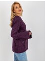 Fashionhunters Tmavě fialový dámský oversize svetr s dírami