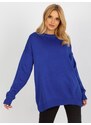 Fashionhunters Dámský kobaltový oversize svetr s přídavkem vlny