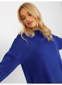 Fashionhunters Dámský kobaltový oversize svetr s přídavkem vlny