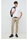 Kalhoty Tommy Hilfiger pánské, béžová barva, jednoduché