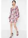Trendyol Multi Color Lined Out Window / Cut Detail Květinový vzor Elegantní večerní šaty