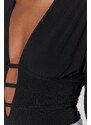 Trendyol Black Knitted Snaps Window/Cut Out Detail Body