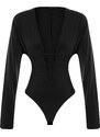 Trendyol Black Knitted Snaps Window/Cut Out Detail Body