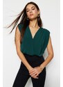 Trendyol Emerald Waistband Double Breasted Neck Flexible Snaps Knitted Bodysuit