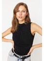 Trendyol Black Drawstring Detailed, Stretchy Snap-On Knitted Bodysuit