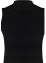 Trendyol Black Drawstring Detailed, Stretchy Snap-On Knitted Bodysuit