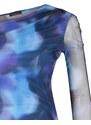 Trendyol Blue Patterned Tulle Back Sheer Transparent Fitted/Sticky Snaps Knitted Bodysuit