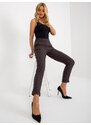 Fashionhunters Tmavě šedé kostkované kalhoty s kapsami