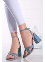 Ideal Světle modré sandály na hrubém podpatku Nour