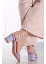 Ideal Světle fialové sandály na hrubém podpatku Nawel