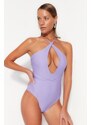 Trendyol Lilac Barbell Neck Tie Regular Leg Plavky