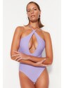 Trendyol Lilac Barbell Neck Tie Regular Leg Plavky